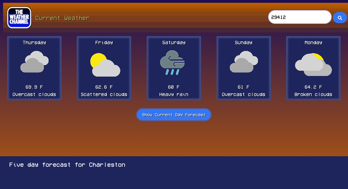 Screenshot of old school weather app.